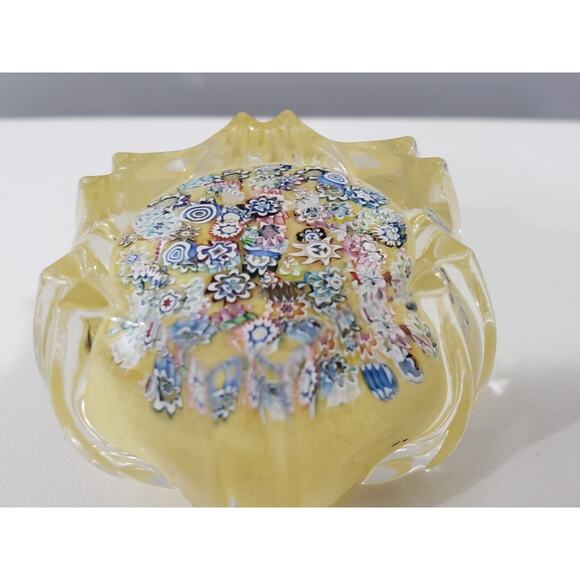 Peter McDougall Star Cut Millifiore Yellow paperweight Fluted Scotland PMCD 50mm - Picture 4 of 8